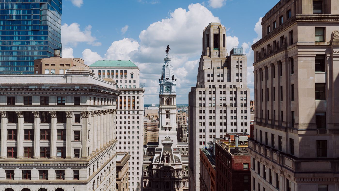 Philadelphia City Hall and downtown architecture in Pennsylvania